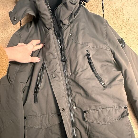 Noize Gray Ella Parka Winter Faux Fur Detachable Hood Jacket Women Sz L Ski Snow - Picture 9 of 16